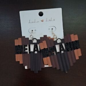 Brown and Black Heart Earrings
